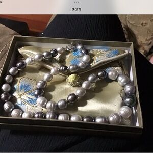 Honora Silver and Gray Ringed Pearl Necklace Classic Elegance